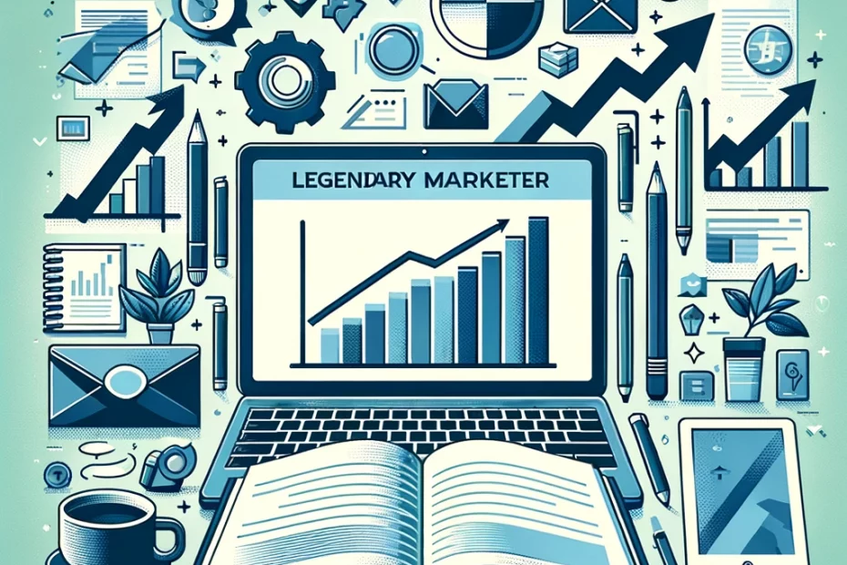 DALL·E 2024 03 28 15.49.16 Create a simple and minimalistic blog image for an article about Legendary Marketer. The image should symbolize digital marketing education and growth